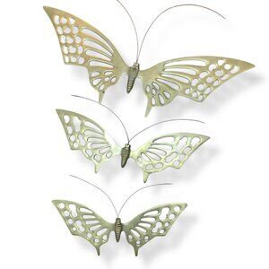 Set Of 3 Vintage Brass Butterfly Wall Sculptures Hollywood Regency MCM